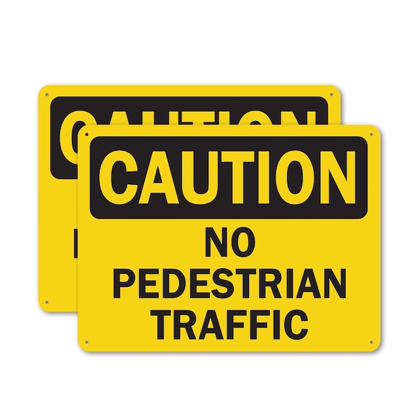 Signmission No Pedestrian Traffic Caution Sign, Plastic, 10in W x 7in L, 2PK OS-2PACK-CS-P-710-L-19208 - main